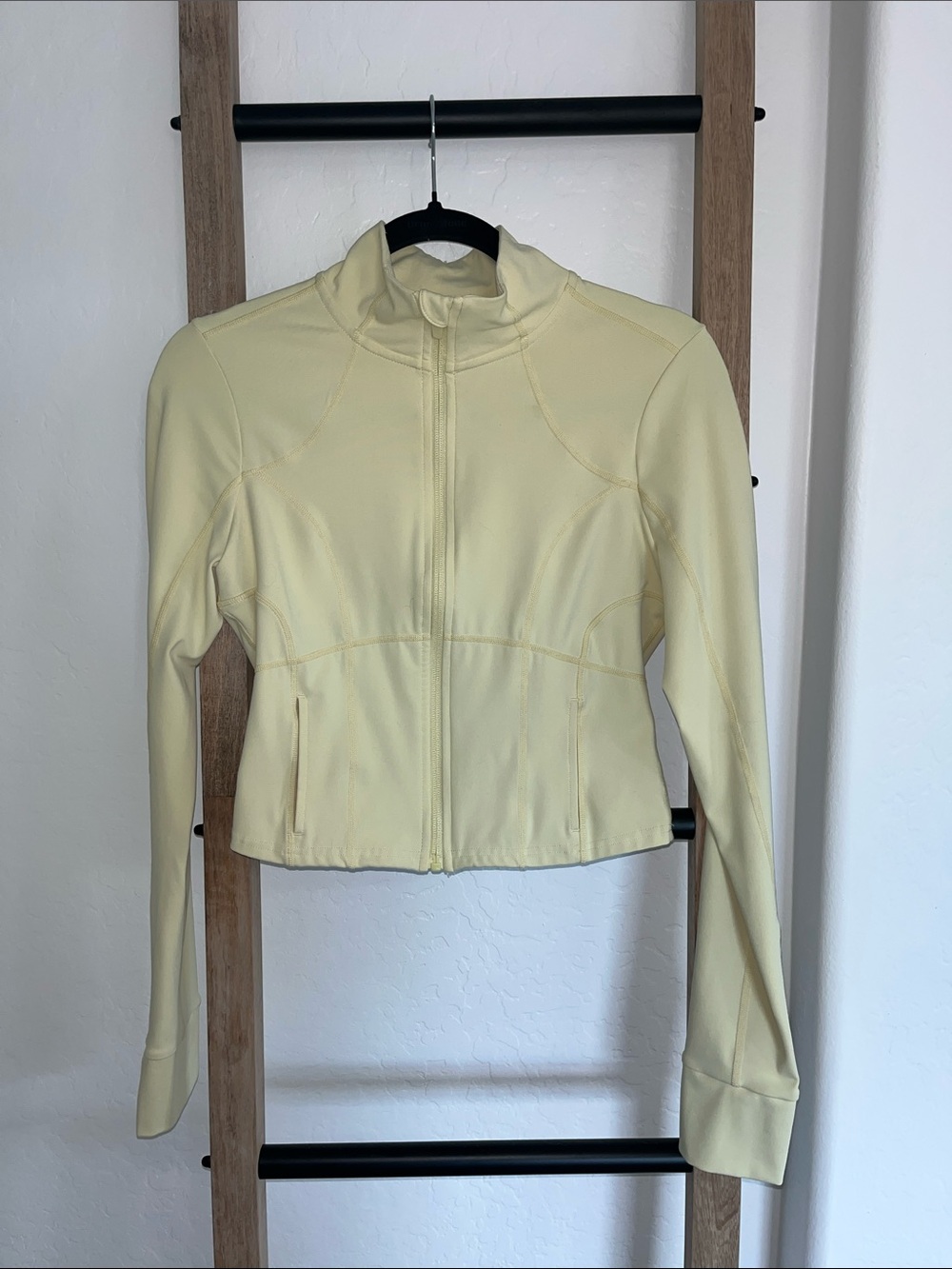 Fabletics Light Yellow Full-Zip Bomber Jacket